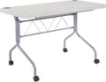 Office Star Resin Multipurpose Flip Training Table with Locking Casters for Home or Office, 4 Feet Light Gray