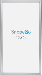 SnapeZo Photo Frame 12x24, Silver, 1.25 Inch Aluminum Profile, Front-Loading Snap Frame, Wall Mounting, Professional Series