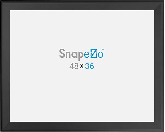 SnapeZo Poster Frame 36x48 Inches, Black 1.7 Inch Aluminum Profile, Front-Loading Snap Frame, Wall Mounting, Wide Series