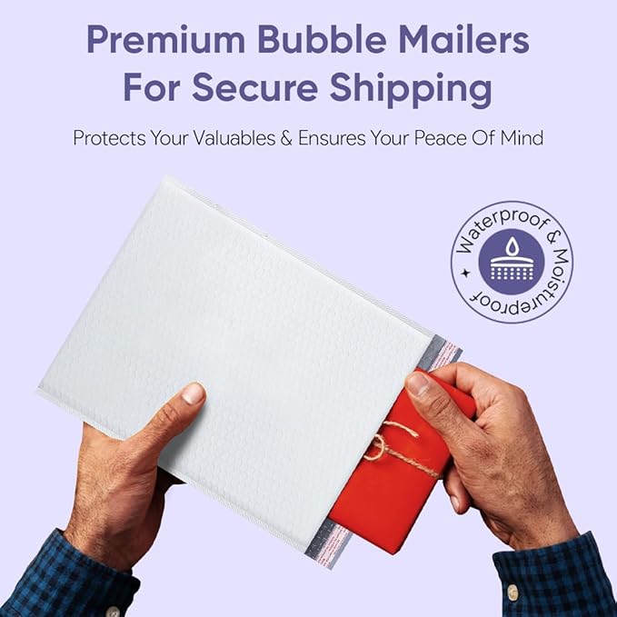 White Small Poly Bubble Mailers 5x10 inch #00 | Self Seal Padded Envelopes | Cushioned Bubble Mailer | Usable Size 5x9 | WaterProof Package | Lightweight mailing Shipping Bags | 250 Pack Bulk |