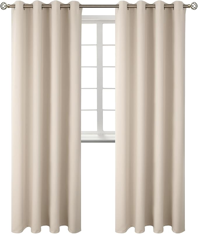 BGment Blackout Curtains - Grommet Thermal Insulated Room Darkening Bedroom and Living Room Curtains, Set of 2 Panels (55 x 96 Inch, Champagne)