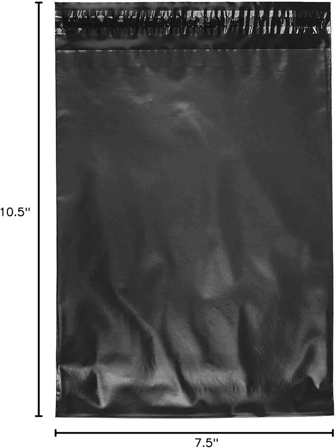 iMBAPrice 500-Pack Black Poly Mailers 7.5x10.5 Inch #2 Mat Black Color Poly Mailing Envelopes Bags, Self Seal Adhesive Waterproof and Tear Proof (Total 500 Bags)