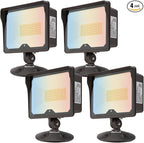 kadision 55W LED Flood Light with Dusk-to-Dawn Photocell, 3000K/4000K/5000K Selectable, 120V 6600lm IP65 Waterproof Knuckle Mount Outdoor Security Lights, ETL Listed, 4-Pack