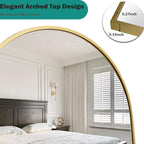TinyTimes Arched Full Length Mirror, 58"x18" Floor Mirror with Stand, Large Full Body Mirrors, Arch Wall Mirror, Big Full Size Mirrors for Bedroom, Aluminum Frame, Gold