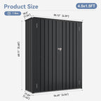 Outdoor Storage Cabinet Outdoor Metal Shed with 2 Adjustable Shelves 3 Layer Indoor& Outdoor Waterproof Vertical Storage Shed for Patio Garden, Garage, Porch (Black, 4.5'x1.4')