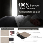 Extra Wide 60 Inch Blackout Curtains 96 Inches Long for Living Room, Rustic Boho Room Darkening Textured Linen Pleated Office Insulated Ceiling Track Large Window Drapes (60"W x 96"L 2 Panels Linen)