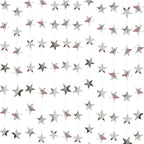 Silver Star Garland Banner Decorations - 156 Feet Bright Silver Paper Garland Hanging Decorations, Glitter Star Bunting Banner for Wedding, Birthday, Holiday, Christmas Party