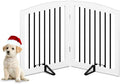Freestanding Pet Gate for Dogs, Foldable Wooden Dog Gate for House, Indoor Pet Barrier for Stairs, Doorways, Support Feet Included, 24" Height 2 Panels, White