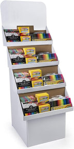 4-Tier Point of Purchase Dump Bin Display with Removable Header, White Corrugated Cardboard - Sold in Sets of 2