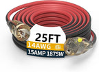 25FT 14/3 Gauge Heavy Duty Outdoor Extension Cord Waterproof with Locking LED Lighted Plugs, SJEOW All-Weather Jacket (-50°C to 105°C), 15amp 1875W, 3 Prong, ETL Certified