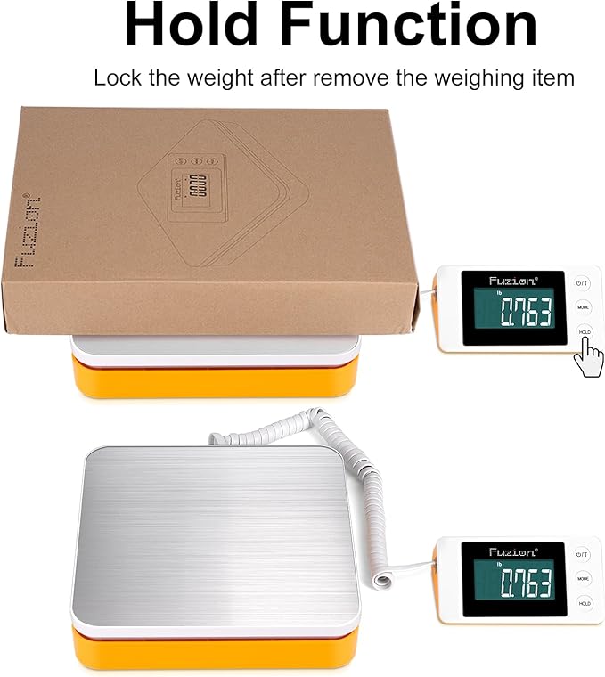 Fuzion Shipping Scale - Digital Postal Scale 110LB x 0.1oz, Large LCD Display, 5 Units, Scale for Packages, Postage - Dual Power Supply (Batteries & Adapter)