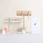 GemeShou Wood Bracelet Display Holder, White Jewelry watch organizer for selling, Retail Bangle Rack T Bar Stand Photo props【Beech Brass Bracelet Holder-High】