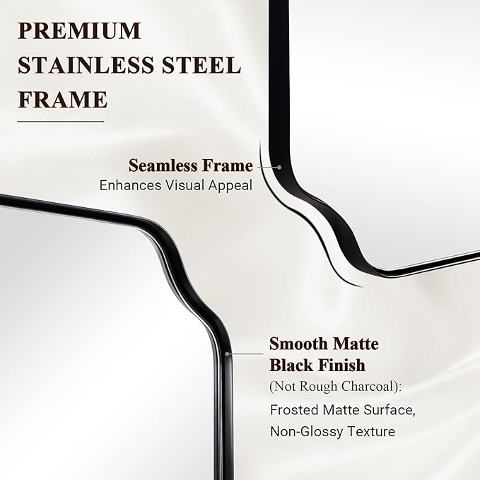 ANDY STAR 30x40 Inch Matte Black Mirror, Unique Rectangle Mirror for Vanity, Bathroom Mirror in Premium Stainless Steel Metal Thin Frame Deep 1’’, Large Wall-Mounted Mirror(Horizontal/Vertical)