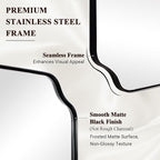 ANDY STAR Matte Black Mirror 26x38 Inch, Scalloped Wall Mirror, Unique Rectangular Bathroom Mirror in Premium Stainless Steel Metal Frame 1’’ Deep, Hangs Vertically/Horizontally