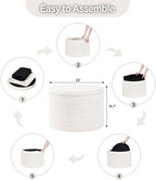 B FSOBEIIALEO Ottoman with Stroage, Round Sherpa Storage Ottoman Stool, Boucle Foot Rest22 x 22"x15.75" (White)