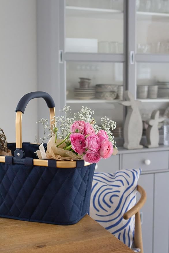 reisenthel carrybag rhombus midnight gold - Sturdy shopping basket with plenty of storage space and practical inner pocket - Elegant and water-repellent design