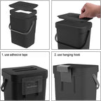 LALASTAR Countertop Compost Bin with Lid, Hanging Small Trash Can with Lid Under Sink for Kitchen, Food Waste Bin for Countertop, Mountable Garbage Can for Bathroom, RV, 5L/1.3 Gal, Black