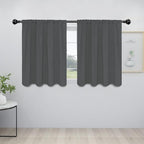 Easy-Going Rod Pocket Blackout Curtains for Bedroom, Room Darkening Window Curtains for Living Room, Thermal Insulated Noise Reduction Solid Window Drapes, 2 Panels(42x36 in, Gray)