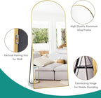 TinyTimes 71''x30'' Oversized Arched Full Length Mirror Large Full Body Floor Mirror with Stand for Hanging, Big Full Size Long Mirror with Aluminum Frame for Bedroom, Living Room (Gold)