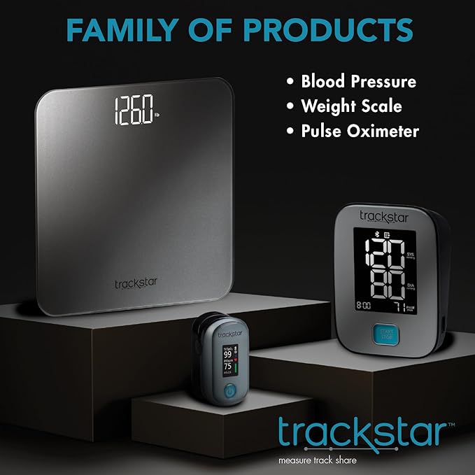 Trackstar Smart Digital Weight Scale | 440 lb Weight Capacity | Trackstar Monitoring App | Bluetooth iOS & Android Compatible | Measure, Track, and Share Results