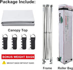 Eurmax USA Patented 10x10 Pop Up Canopy Tent Party Tent Commercial Instant Canopies Shelter with Heavy Duty Roller Bag,Bonus 4 Sand Bags (Snow White)