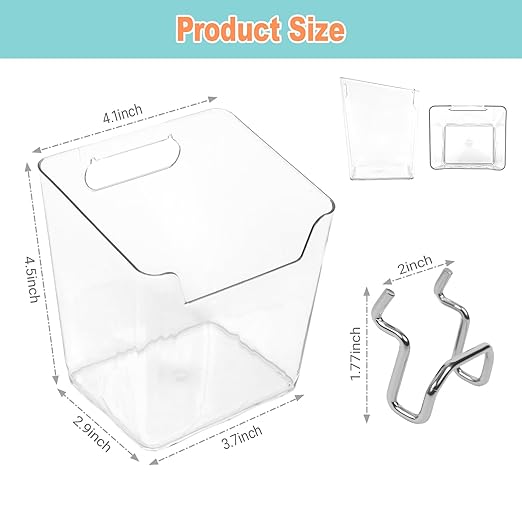 8 Pack Large Pegboard Bins with Hooks, Square Box Shape Peg Board Cups and Peg Board Accessories for Craft Room, Playroom, Office, Garage, and Wall Mount Organization