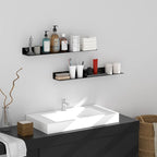 36 Inches Acrylic Long Wall Shelf Set of 2, Black Wall Mounted Acrylic Bathroom Storage Shelves Display Organizer, Floating Shelf for Bottle Oragnizer, Spice, Wine, Toys, Controller, Cup