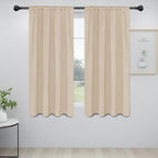 Easy-Going Rod Pocket Blackout Curtains for Bedroom, Room Darkening Window Curtains for Living Room, Thermal Insulated Noise Reduction Solid Window Drapes, 2 Panels(34x63 in, Beige)