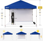 CROWN SHADES 8x8 Pop Up Canopy with 1 Side Wall - Beach Tent with One Push Setup - Outdoor Sun Shade for Events, Parties, Camping - Gazebo with STO-N-Go Cover Bag (Navy Blue)