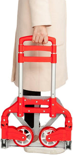 FCH Folding Hand Truck, Aluminum Portable Folding Hand Cart,165lbs Capacity Hand Cart and Dolly Ideal for Home, Auto, Office,Travel Use, Red