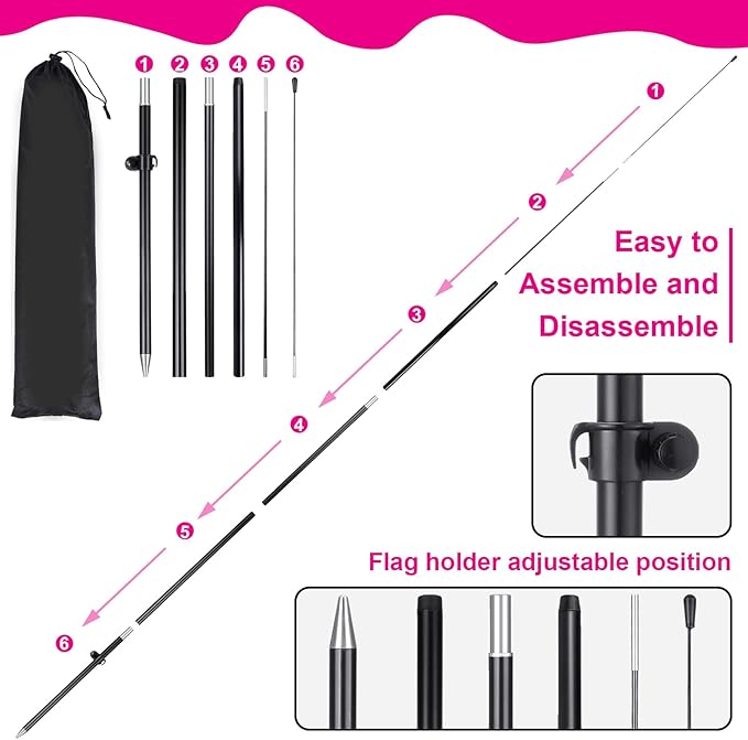 Buryeah 3 Sets Now Open Feather Flag Pole Kit for Business Advertising 7 ft Open Flag Banner Sign with Pole Kit Ground Stake and Portable Bag for Outside Ground(Rose Red)