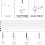 10ft Universal 3-Segment Canopy Tent Rail Bars for Pop-Up Canopy, Tent Half Wall Hardware Only, Cross Bars with Frame Connectors, Canopy Accessories, Set of 2