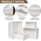 Set of 4 Large Wooden Decorative Storage Crates, Whitewashed Nesting Wooden Crates for Display Rustic, Farmhouse Wood Storage Container Boxes Made from 100% Wood