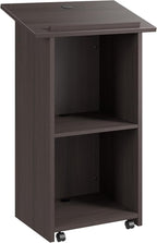 Bush Business Furniture Podium Lectern, 48 inch Tall, Professional-Grade Mobile Presentation Stand Up with Shelves, Envision Collection, Gray