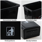 10 Gallon Open Top Trash Can, Compact Recycling Bin, Waste Basket for Under Counter/Kitchen/Office/Bathroom/Workplace/Dormitory, Black (Pack of 4)