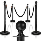 4PCS Black Stanchions Posts with 3PCS 5 ft Black Velvet Rope, Black Velvet Rope Stanchion Set Crowd Control Barriers, Stanchions and Velvet Ropes Red Carpet Poles for Party Supplies