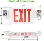 Gruenlich LED Combo Exit Sign, Emergency Light with 2 Adjustable Heads and Double Face, Back Up Batteries- US Standard Red Letter EXIT, UL 924 Qualified, 120-277 Voltage, 6-Pack