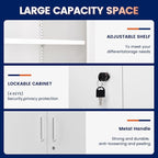 Yizosh Metal Storage Locking Cabinet with 4 Doors and 2 Adjustable Shelves,71" Lockable Garage Tall Steel Cabinet,for Home Office,Living Room,Pantry,Gym,Commercial Storage (White)