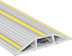 10Ft Cord Covers for Wires on Floor, 3-Channel Floor Cord Cover with Anti-Slip Base & Yellow Warning Strips, Extension Cord Covers for Floor, Ideal for Home, Office, Outdoor Use