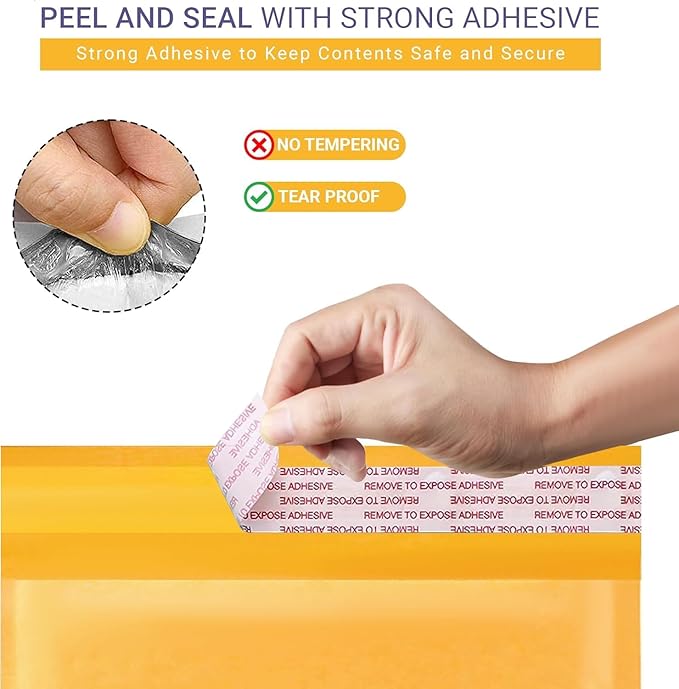 Yellow Kraft 10x13 Inch Bubble Mailers | Self Seal Padded Envelopes for Thick books | Air Cushioned Bubble Mailer | Usable Size 9.5x13 Inch | Lightweight Mailing | 100 Pack Bulk