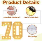 imprsv 4FT Light Up Numbers, Marquee Numbers 70th Birthday Decorations for Women Men, Large Light Up 70 for Birthday Women Foam Board Anniversary Party Decorations Arch Kit (DIY)