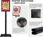 3Packs Heavy Duty Adjustable Pedestal Poster Sign Stand, 8.5x11 Aluminum Open Floor Standing Sign Holder for Vertical and Horizontal View Display (8.5x11,Black)