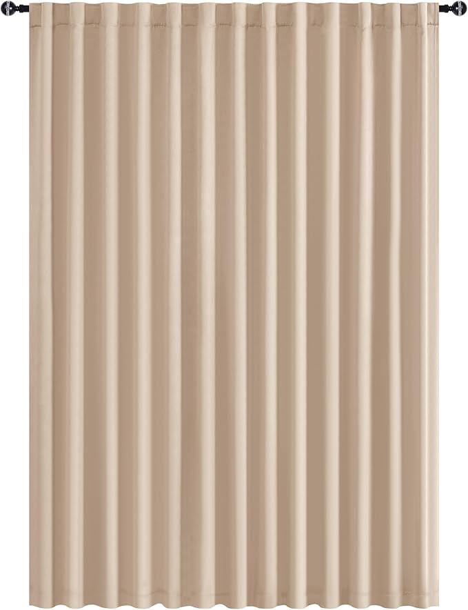Hiasan Patio Sliding Room Divider Door Curtains - Extra Wide Privacy Room Thermal Insulated Blackout Curtain with Back Tab & Rod Pocket for Bedroom Partition(100 x 108 Inches, Beige)