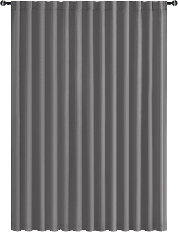 Hiasan Blackout Patio Sliding Door Curtain Extra Wide Thermal Insulated Blind Privacy Room Divider Curtain with Back Tab & Rod Pocket for Bedroom Partition Glass Door (100 x 84 Inches, Light Grey)