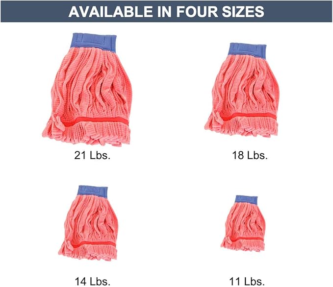 Arkwright Microfiber Tube Mop Head Replacement - (Bulk Case of 12) Heavy Duty, Lint Free, Super Absorbent & Bleach-Safe, Janitorial Essential for Commercial & Industrial Floor Cleaning, 18 oz, Red