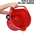 Matthew Cleaning 4.2 Gallon Mop Bucket, Heavy Duty Plastic Cleaning Bucket with Built-in Pour Spout, Mop Holder and Comfort Grip Handle, House and Commercial Cleaning Supplies, Case Pack 12 Pcs Red