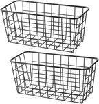 LeleCAT Small Wire Stroage Baskets, Wire Baskets for Kitchen Cabinets, Pantry, mall bags of tea and seasoning packets, Bathroom, Black, 2 Pack
