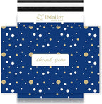100 Count - 12 x 15.5 inch Poly Mailer Envelope Thank You Blue Polka Dot Mailing Shipping Bags-Self Seal