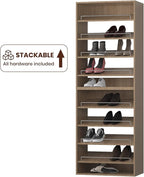 ROOMTEC 25.5" Shoe Shelf Short Tower Closet Unit, Modular Closet System with Shelf, Wardrobe Organizer for Bedroom or Walk-in Closet, Wall Mounted, Customizable Clothes Storage Unit, Wood