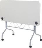 Office Star Resin Multipurpose Flip Training Table with Locking Casters for Home or Office, 4 Feet Light Gray